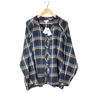 NWT: J. Jill Women's Soft Plaid Large Long-Sleeved Button-Down Blouse